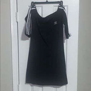 Adidas black off the shoulder mini dress